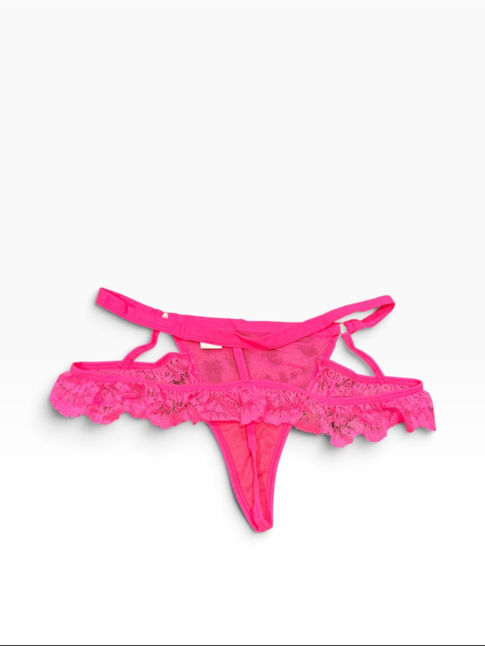 New, Women's Hot Pink Lace Ruffle Thong - Intimates- size small & medium avail.
